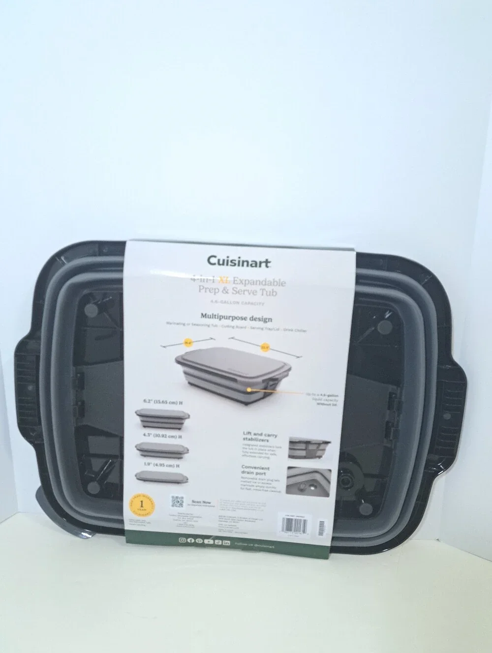 Cuisinart 4-in-1 XL 4.6 Gallon Expandable Prep and Serve Tub Adjustable Height